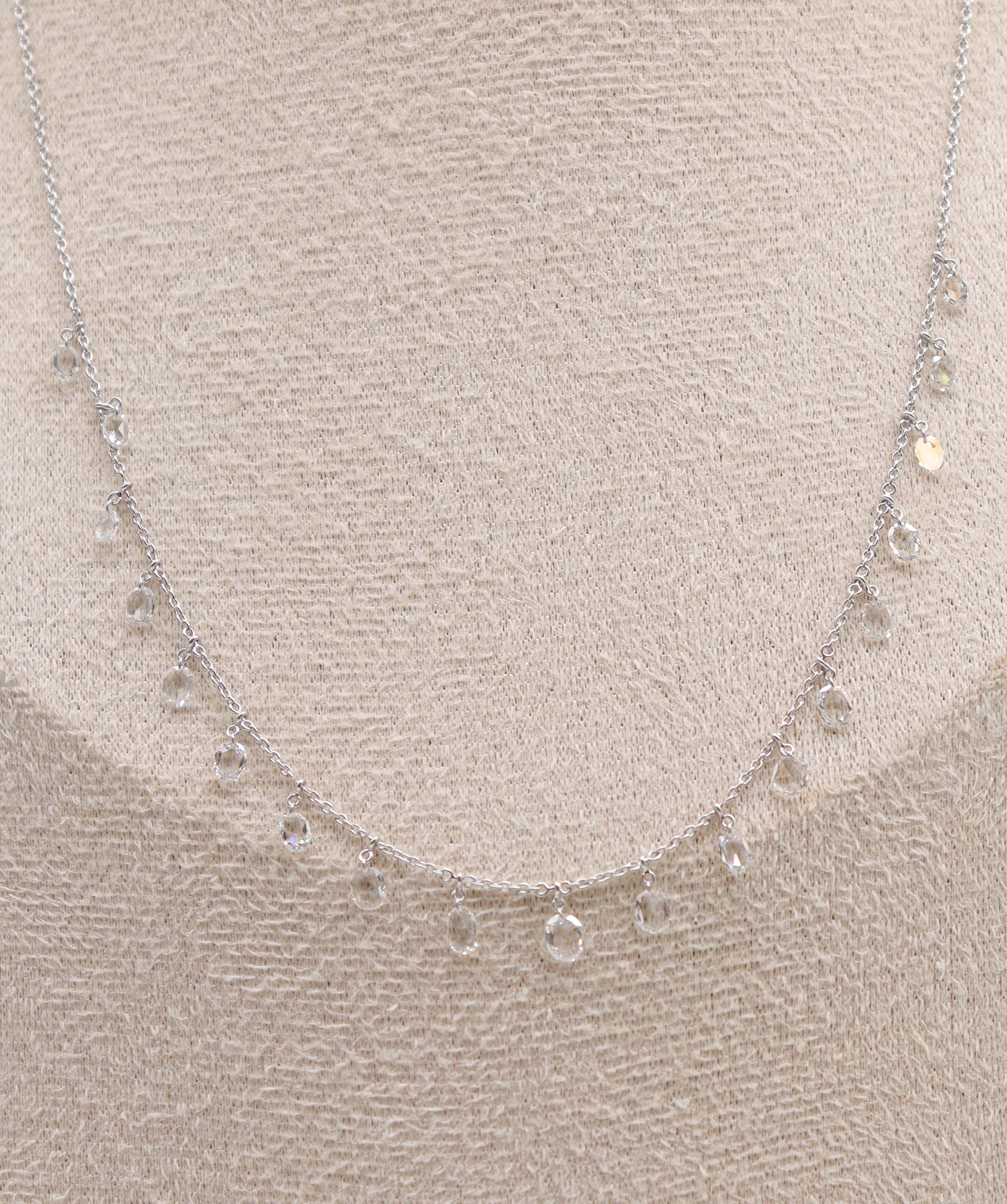 Luxury Promise 1.55CT White Oval Rosecut  NECKLACE C12409