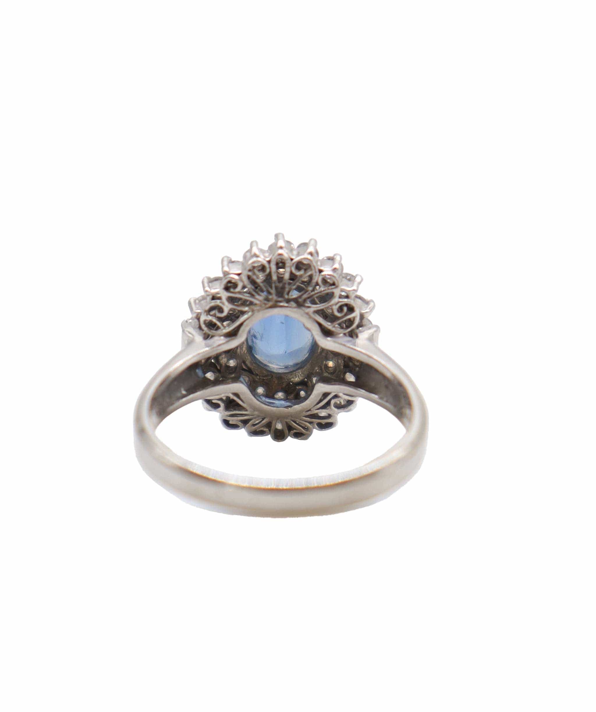 Luxury Promise 1.57ct sapphire 0.67ct diamond platinum ring size 52 DXBS4386