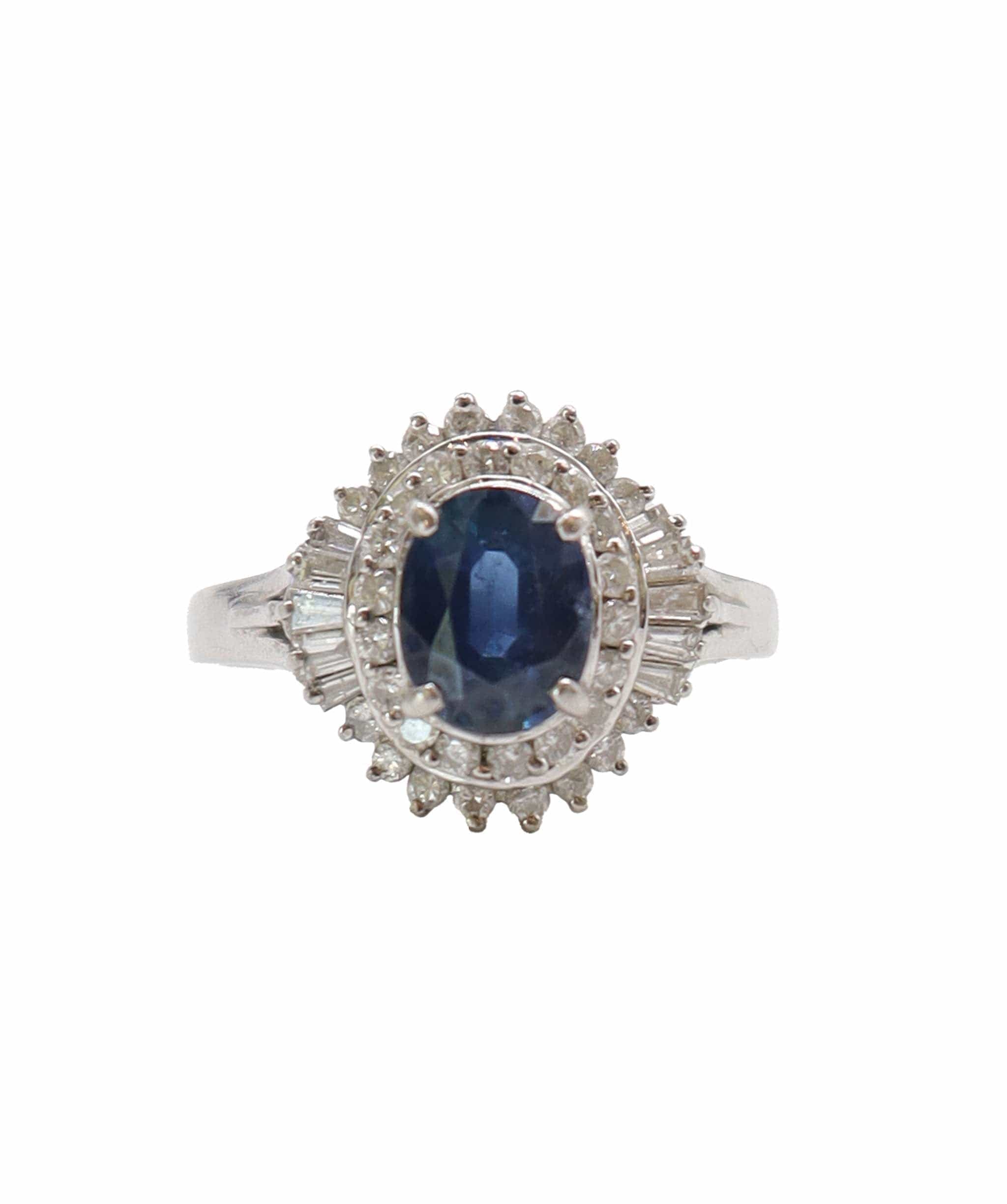 Luxury Promise 1.59ct sapphire 0.6ct diamond platinum ring size 53 DXBS4387