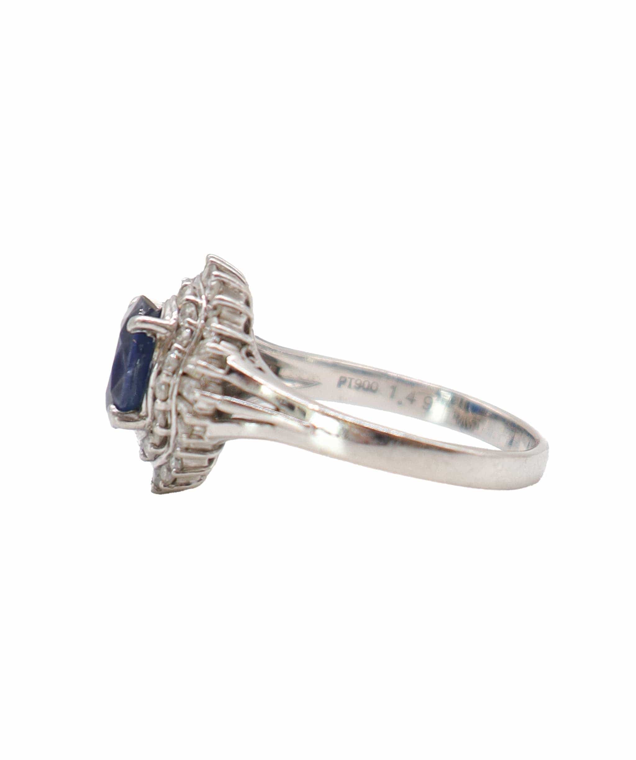 Luxury Promise 1.59ct sapphire 0.6ct diamond platinum ring size 53 DXBS4387