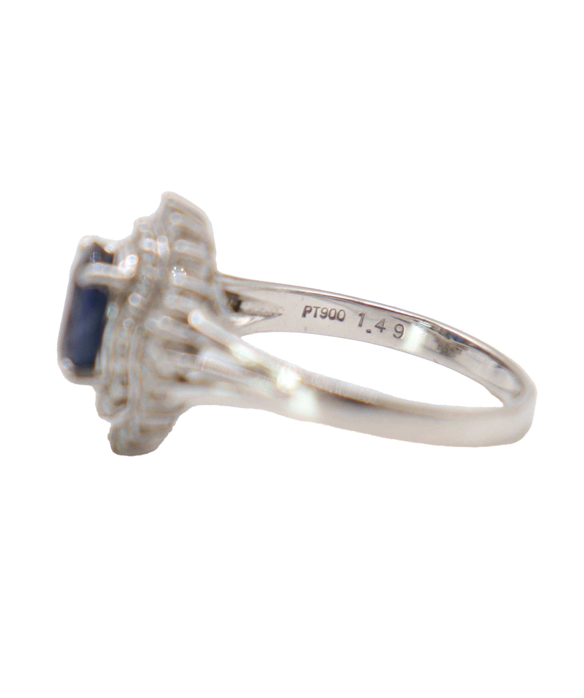 Luxury Promise 1.59ct sapphire 0.6ct diamond platinum ring size 53 DXBS4387