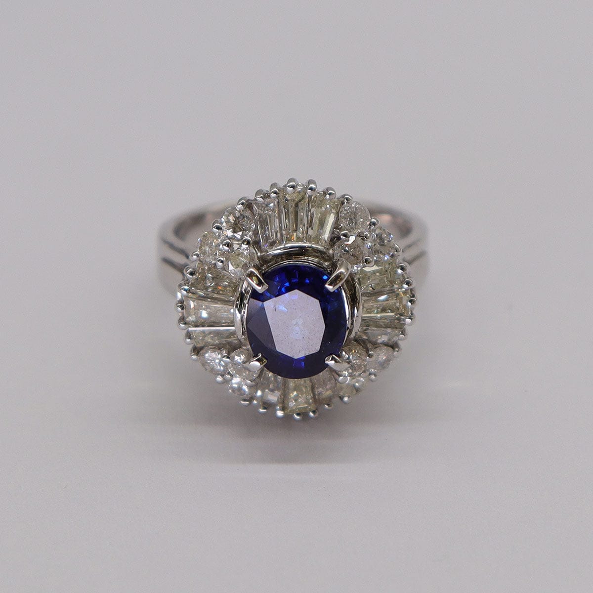 Luxury Promise 1.63ct Blue Sapphire 1.85ct Diamond Platinum Ring Size 5.5 DXBS5587