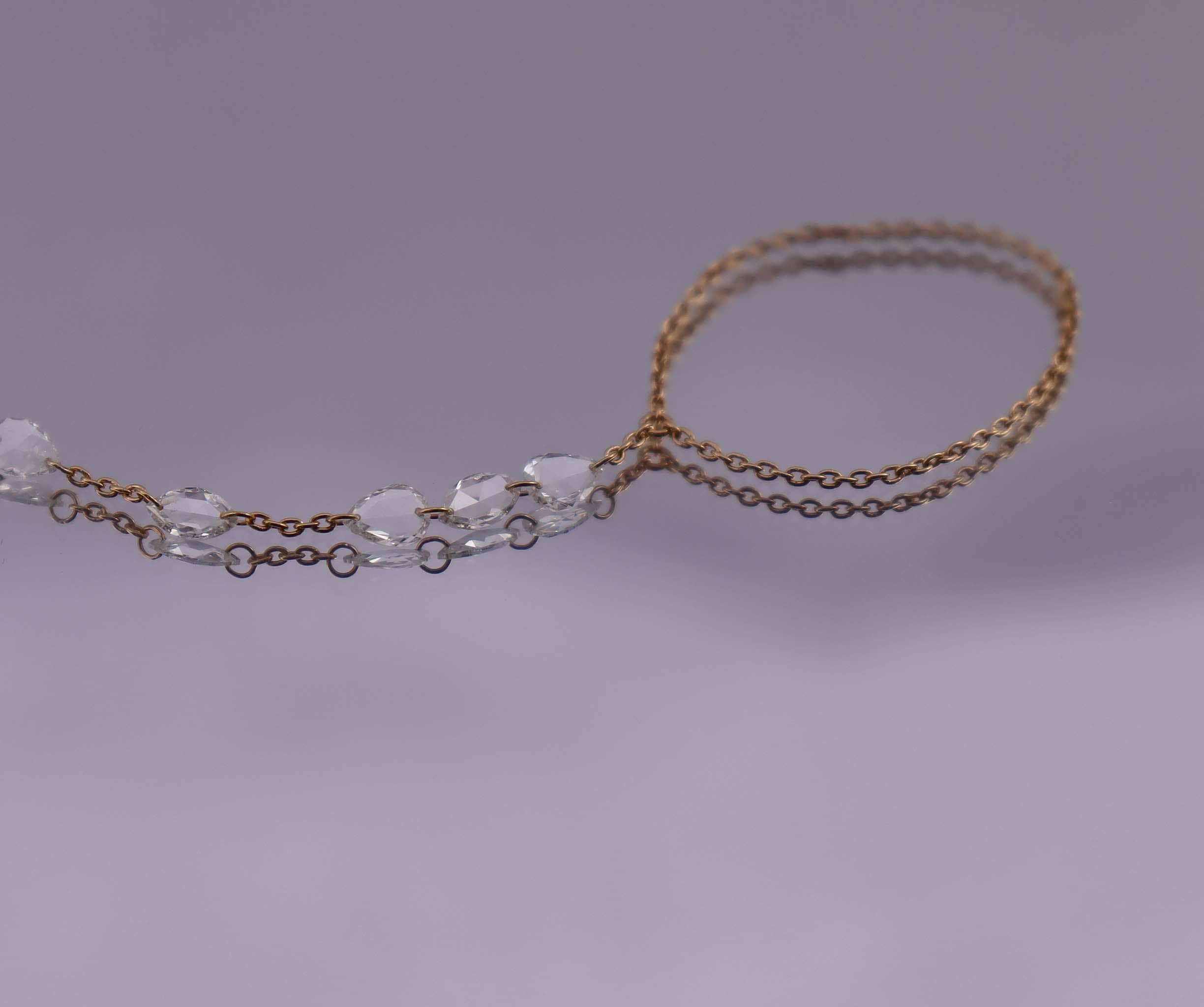 Luxury Promise 1.70ct Rose Cut Diamond Handchain Rose Gold B3220