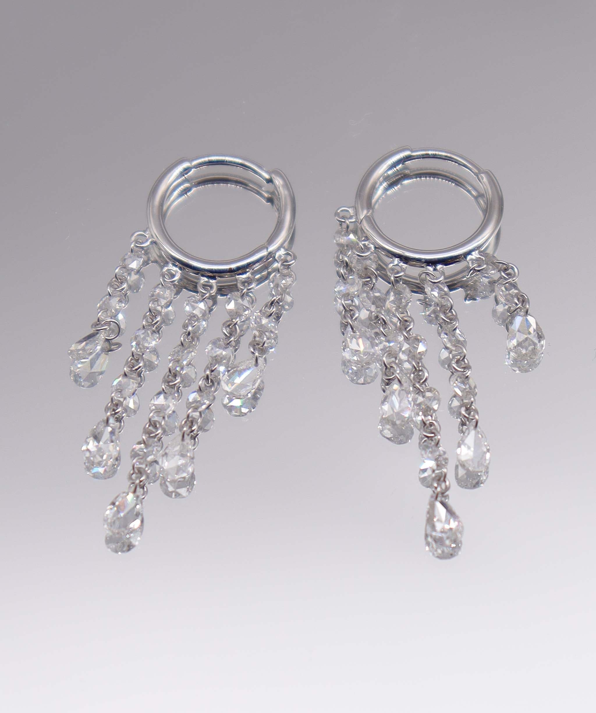 Luxury Promise 1.74CT White Rosecut Diamonds  EARRINGS E7870