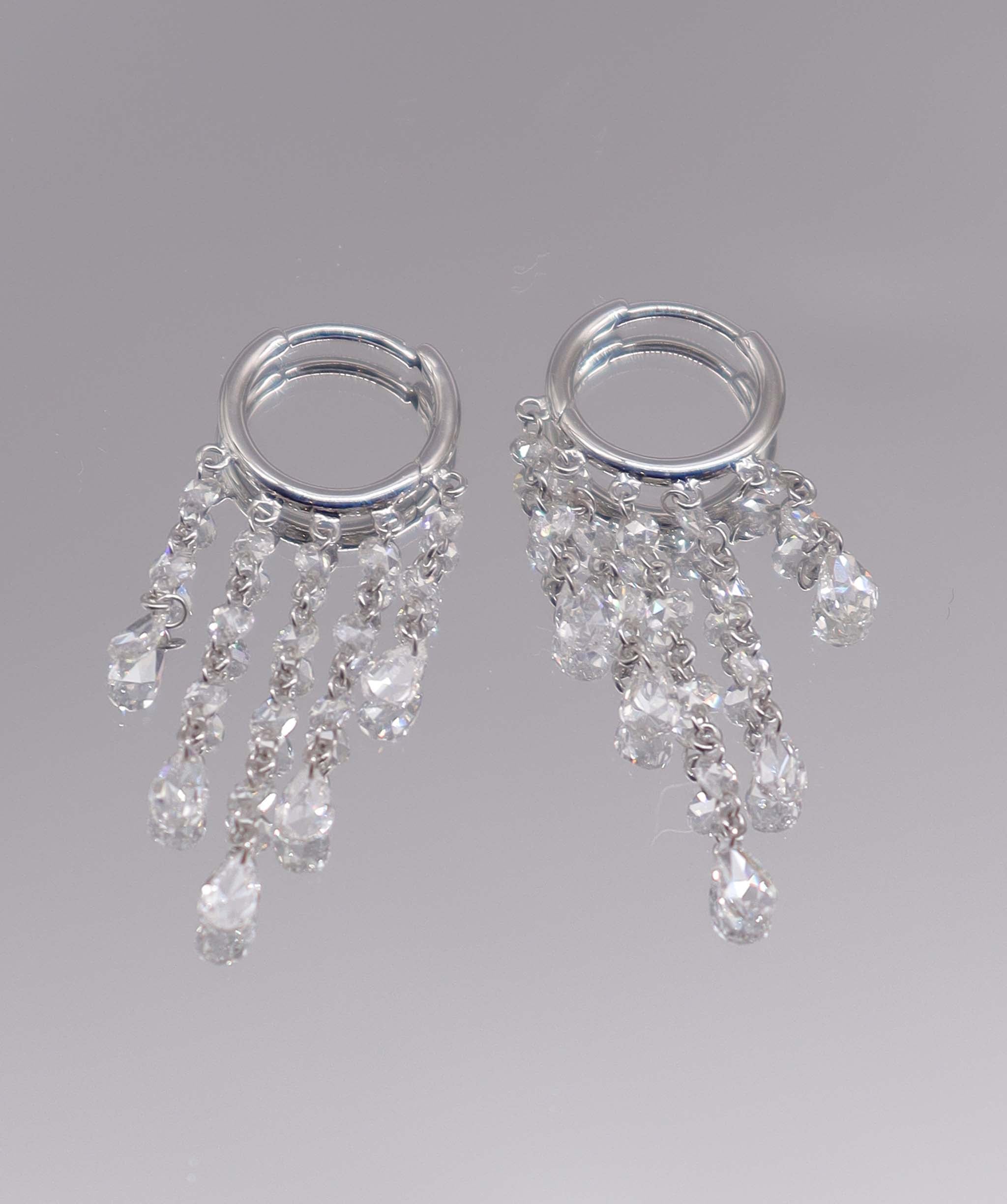 Luxury Promise 1.74CT White Rosecut Diamonds  EARRINGS E7870