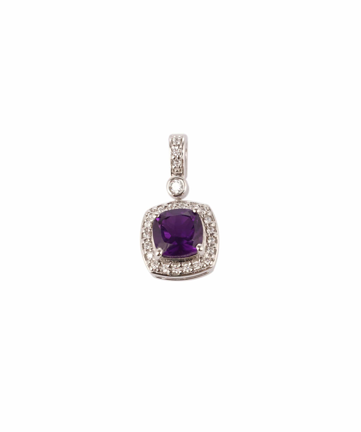 Luxury Promise 1.75ct Amethyst & Cubic Zircon 9K White Gold Pendant - 2.12g ANC2054
