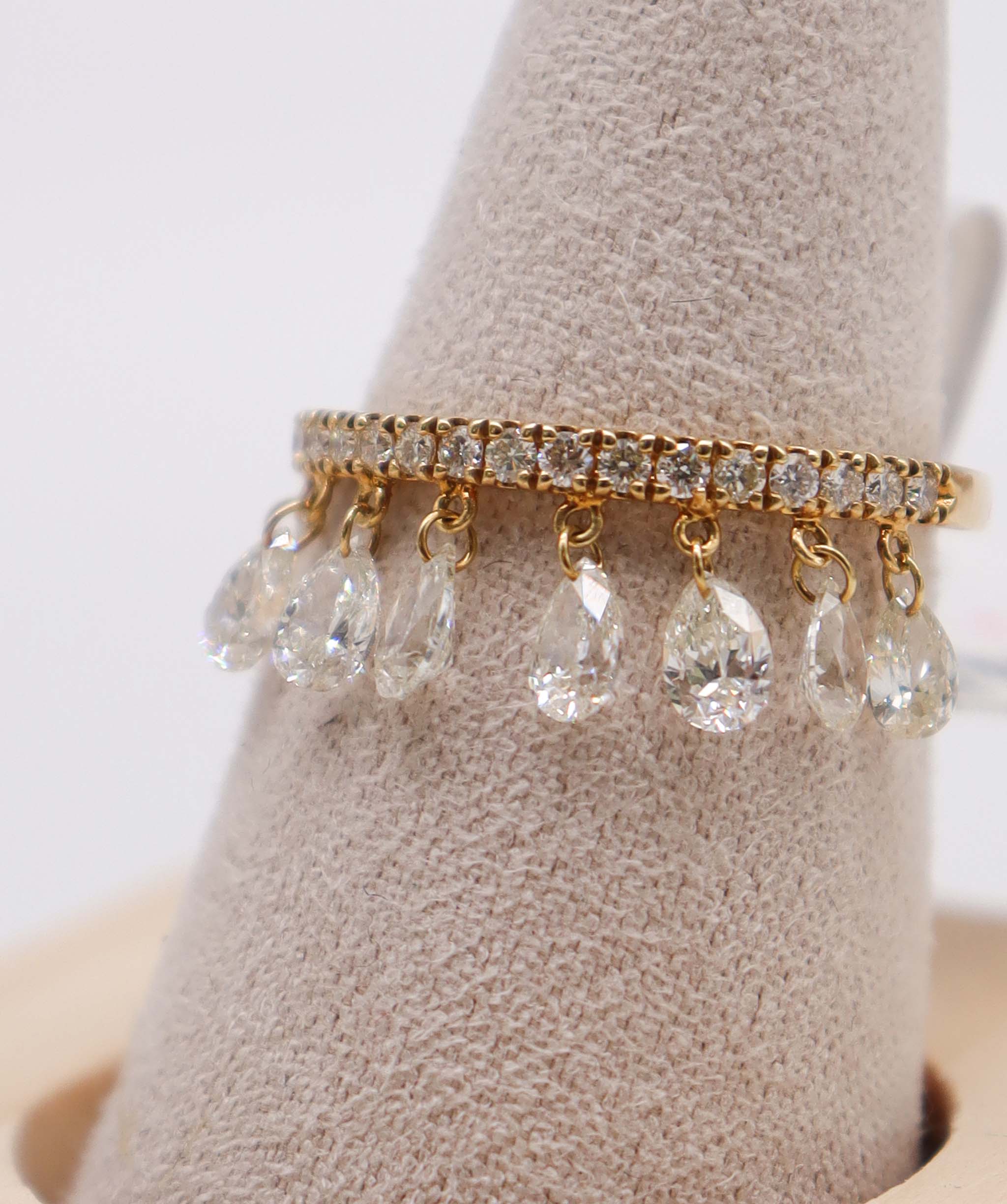 Luxury Promise 1.75ct Diamond Drops Dancing Ring Yellow Gold Size 54 R3428