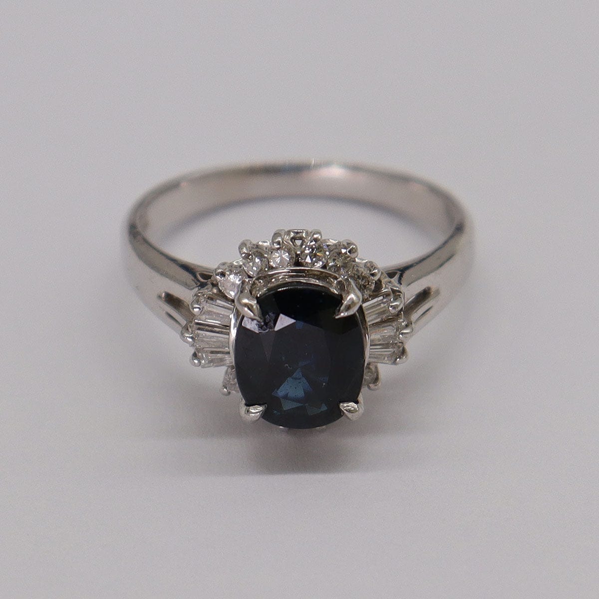 Luxury Promise 1.78ct Blue Sapphire 0.31ct Diamond Platinum Ring Size 6 DXBS5586