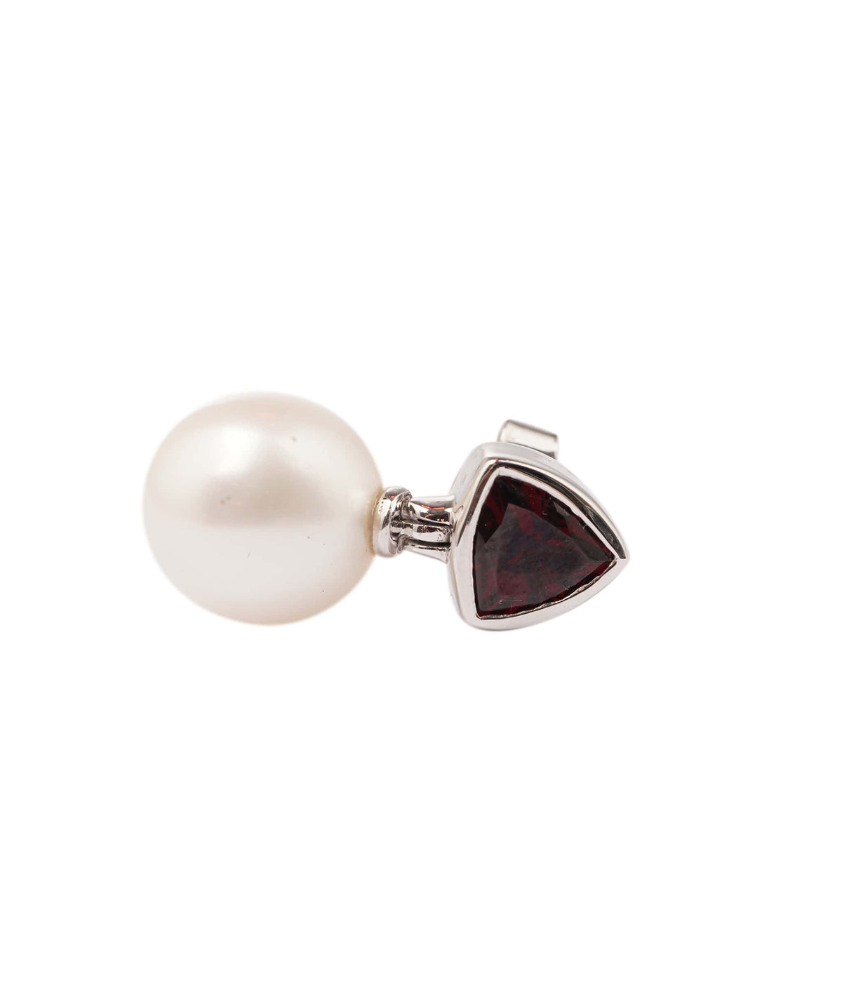 Luxury Promise 1.7ct Red Garnet & 14.39ct White Fresh Water Pearl 9K White Gold Push & Post Earrings - 5.575g ANC2052