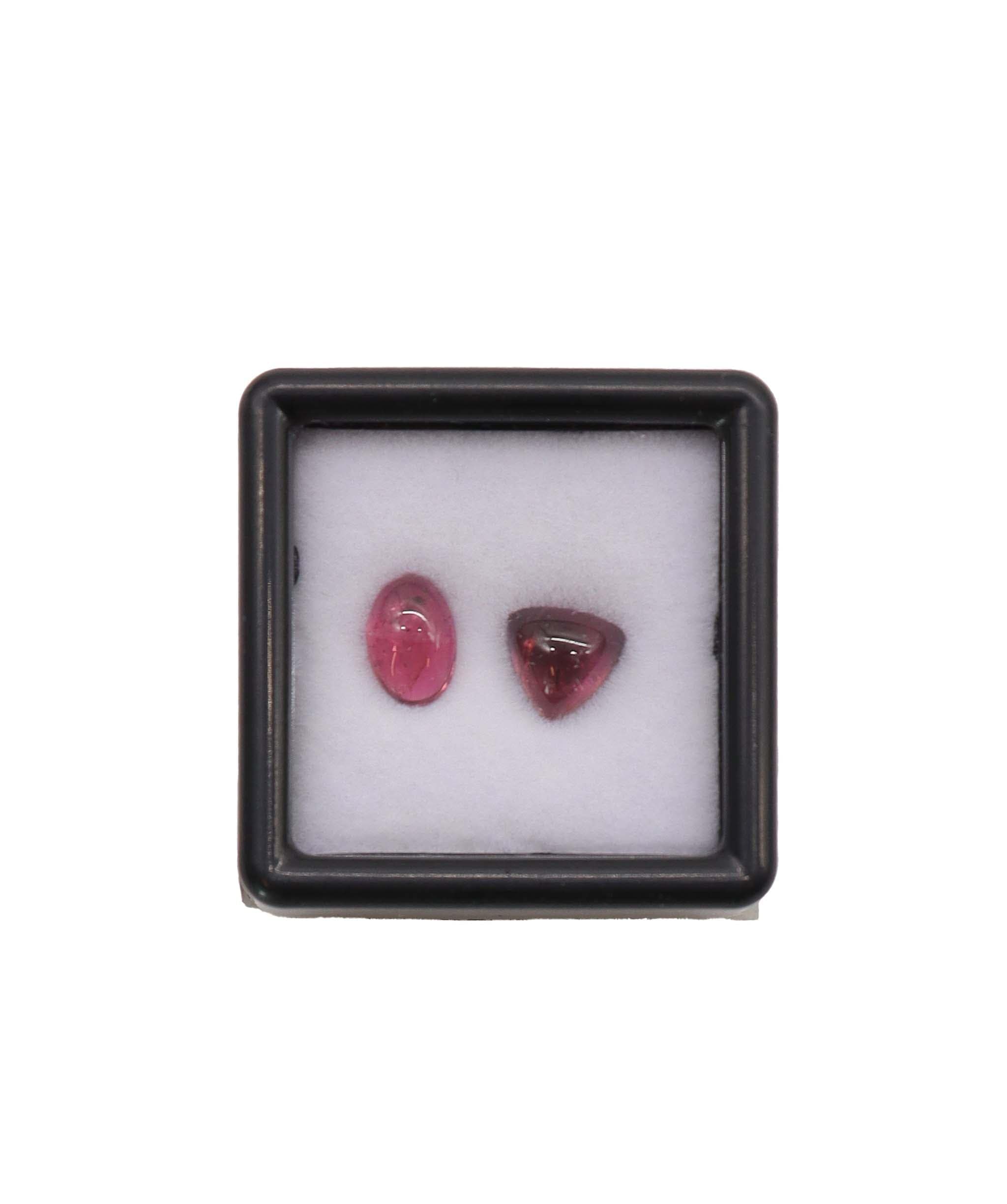 Luxury Promise 1.83ct Moi et Toi Tourmaline Set: Orangey-pink Trillion & Pink Oval RDC0794