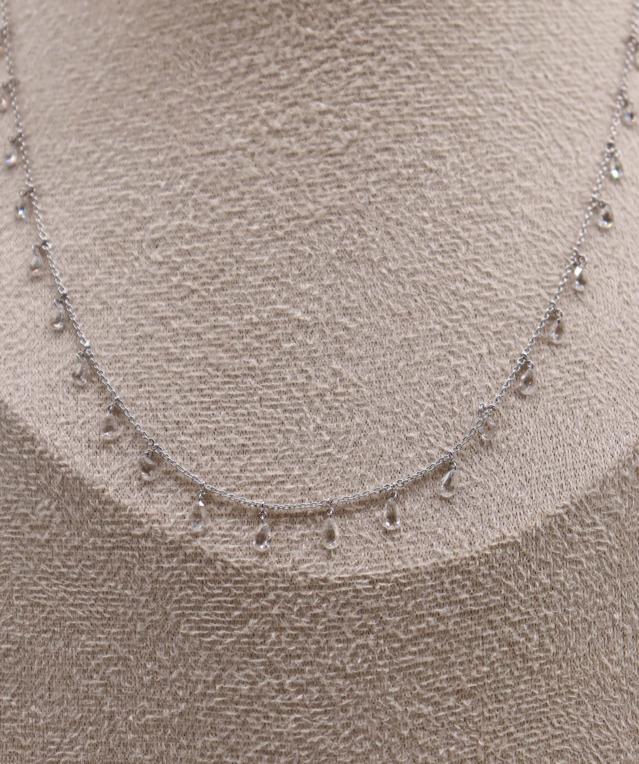 Luxury Promise 1.84CT White Pear Rosecut  NECKLACE C12408