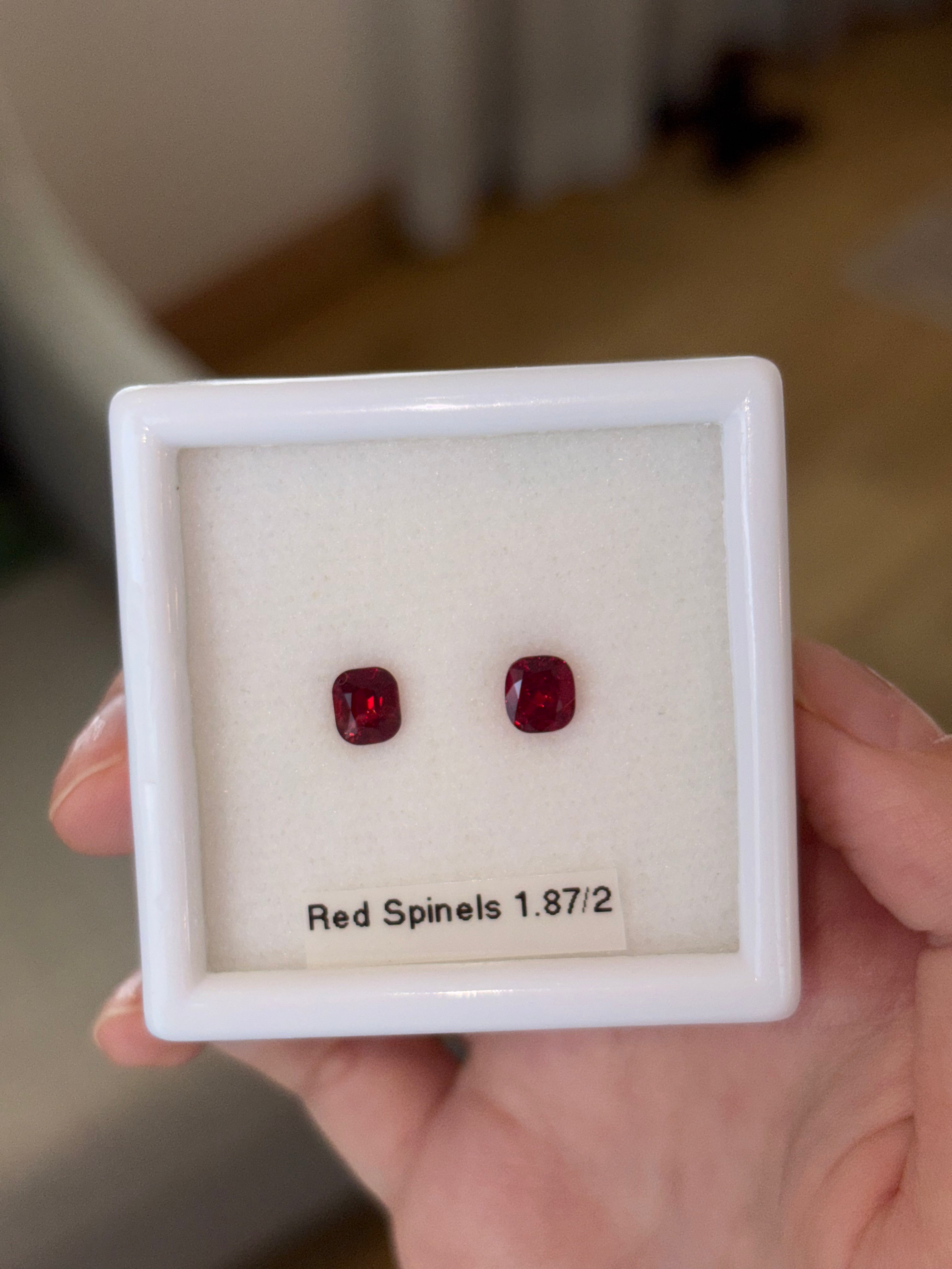 Luxury Promise 1.87ct Red Spinel PAIR Burma DXBCD0749