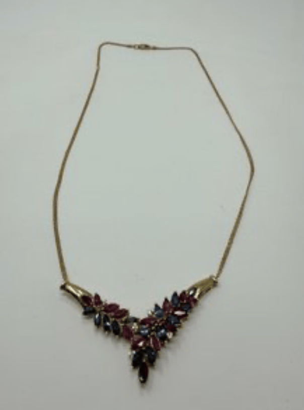 Luxury Promise 10KY 6.3g 1ct-sapphire 1ct-ruby necklace 0.05ctd 17.5" AFI091