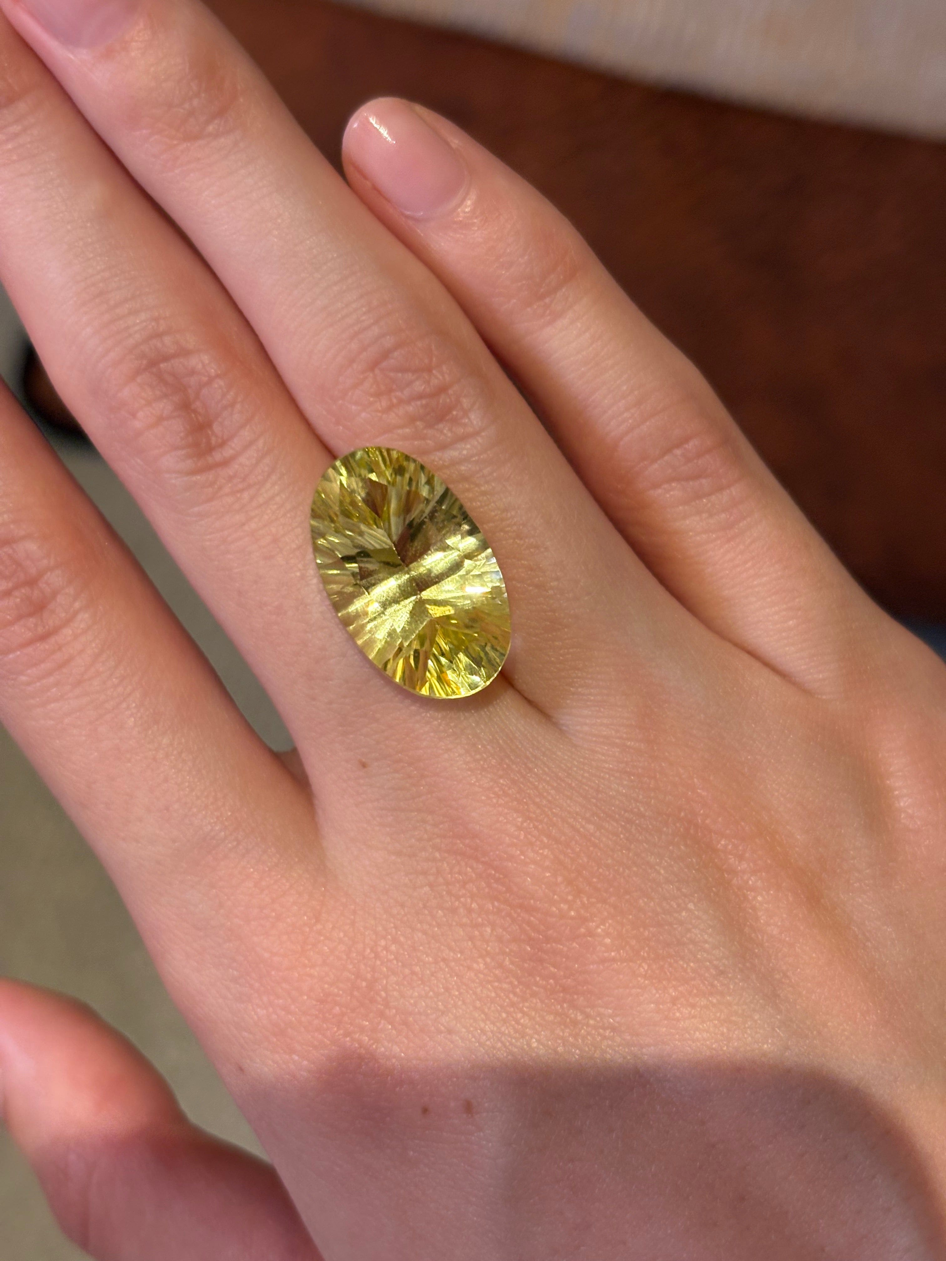 Luxury Promise 12.55ct Lemon Quartz Concave Cut Oval DXBCS2804