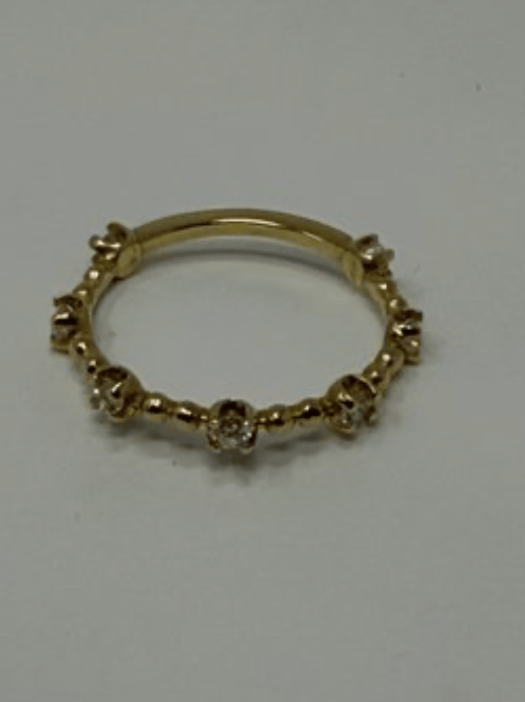 Luxury Promise 14k sz 8.5 1.9g perlee 0.4ctw -dia station stacking ring AFI070