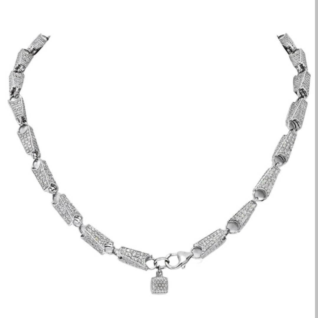 Luxury Promise 14K White Gold 15.68 Carat Diamond Link Chain Necklace ASC7035