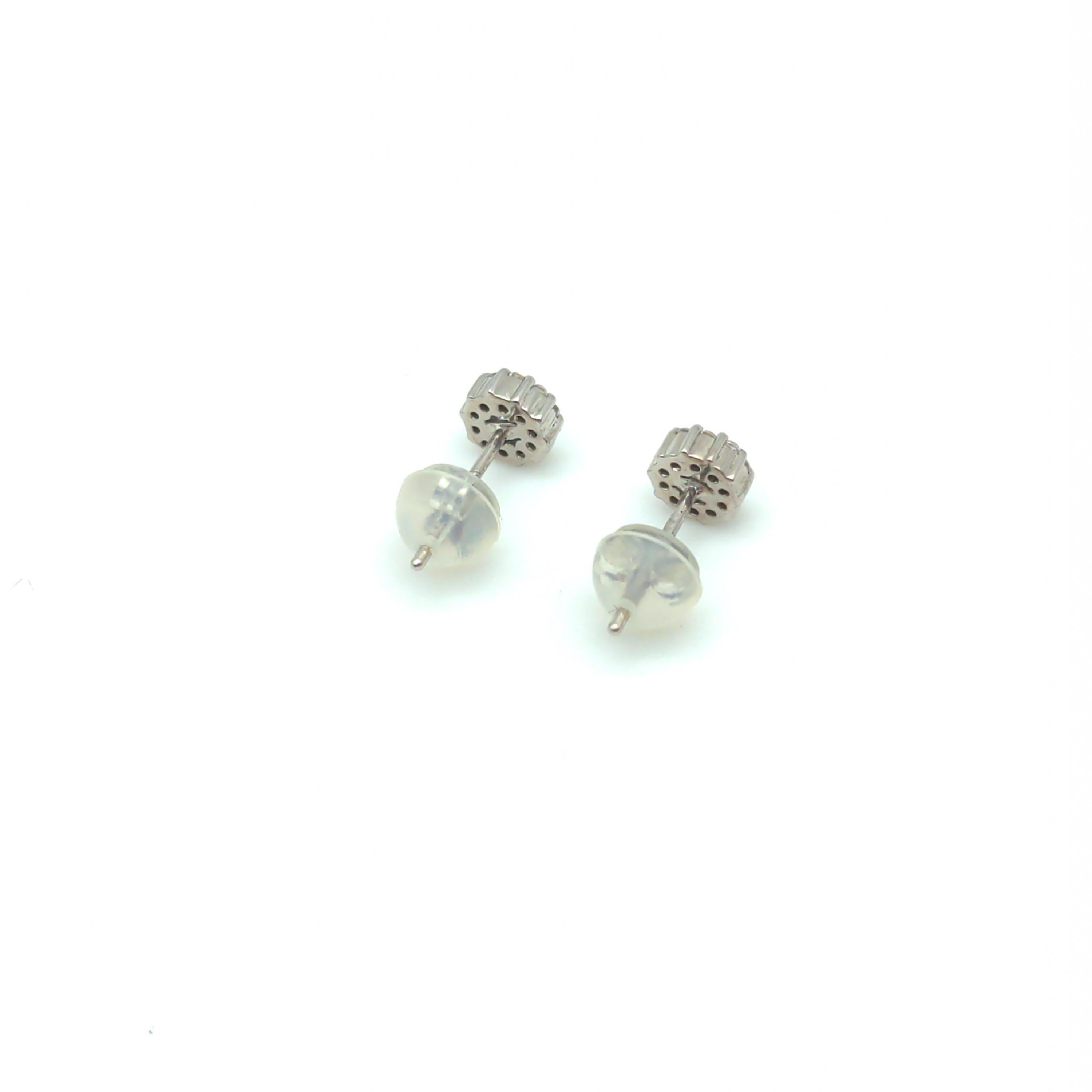 Luxury Promise 14k White Gold Aquamarine and Diamond Stud Earrings ALC3321