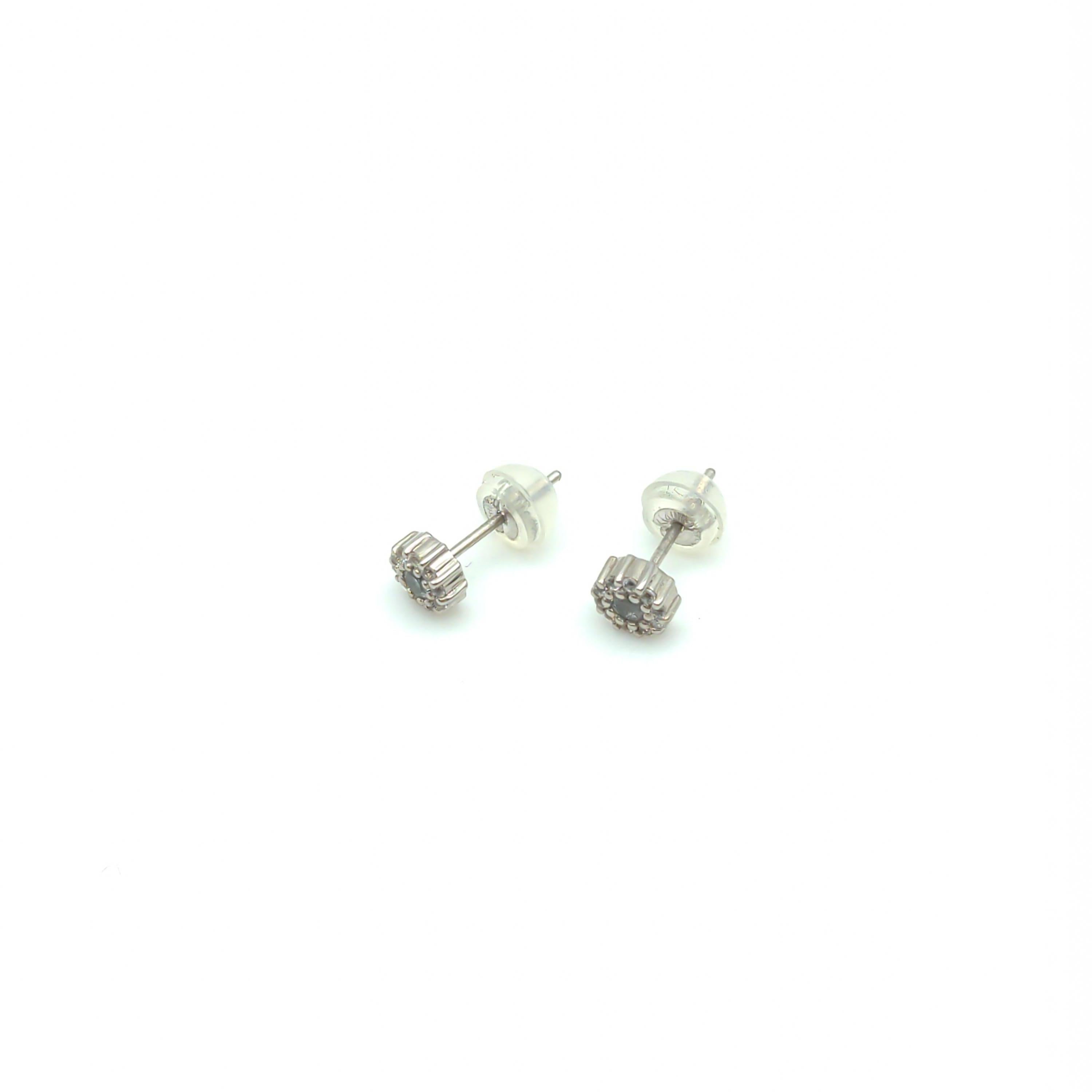 Luxury Promise 14k White Gold Aquamarine and Diamond Stud Earrings ALC3321