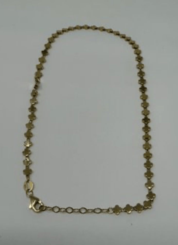 Luxury Promise 14k yg 10"-11" 3.9g Clover Anklet  AFI085
