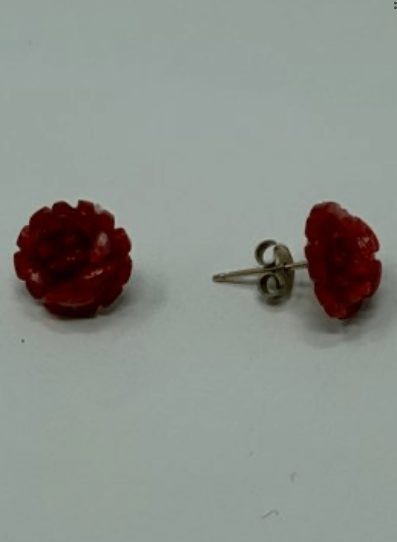 Luxury Promise 14ky 1.73g carved coral flower studs  AFI035