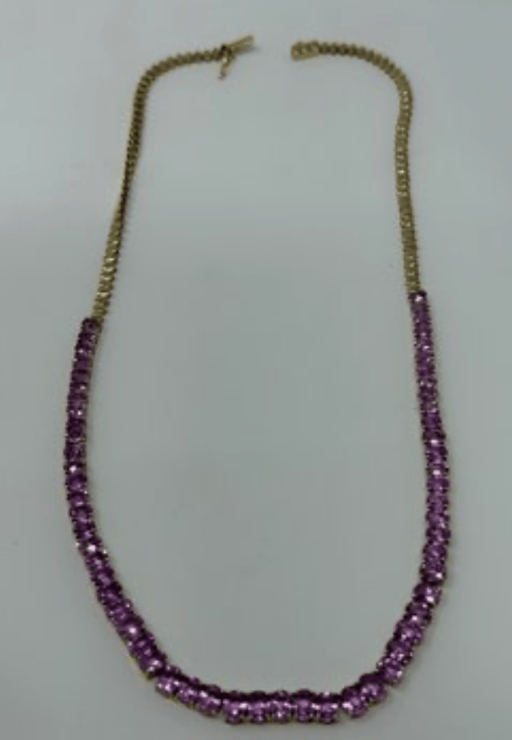 Luxury Promise 14ky 10ct oval pink sapp 16.75g 16" nk AFI080