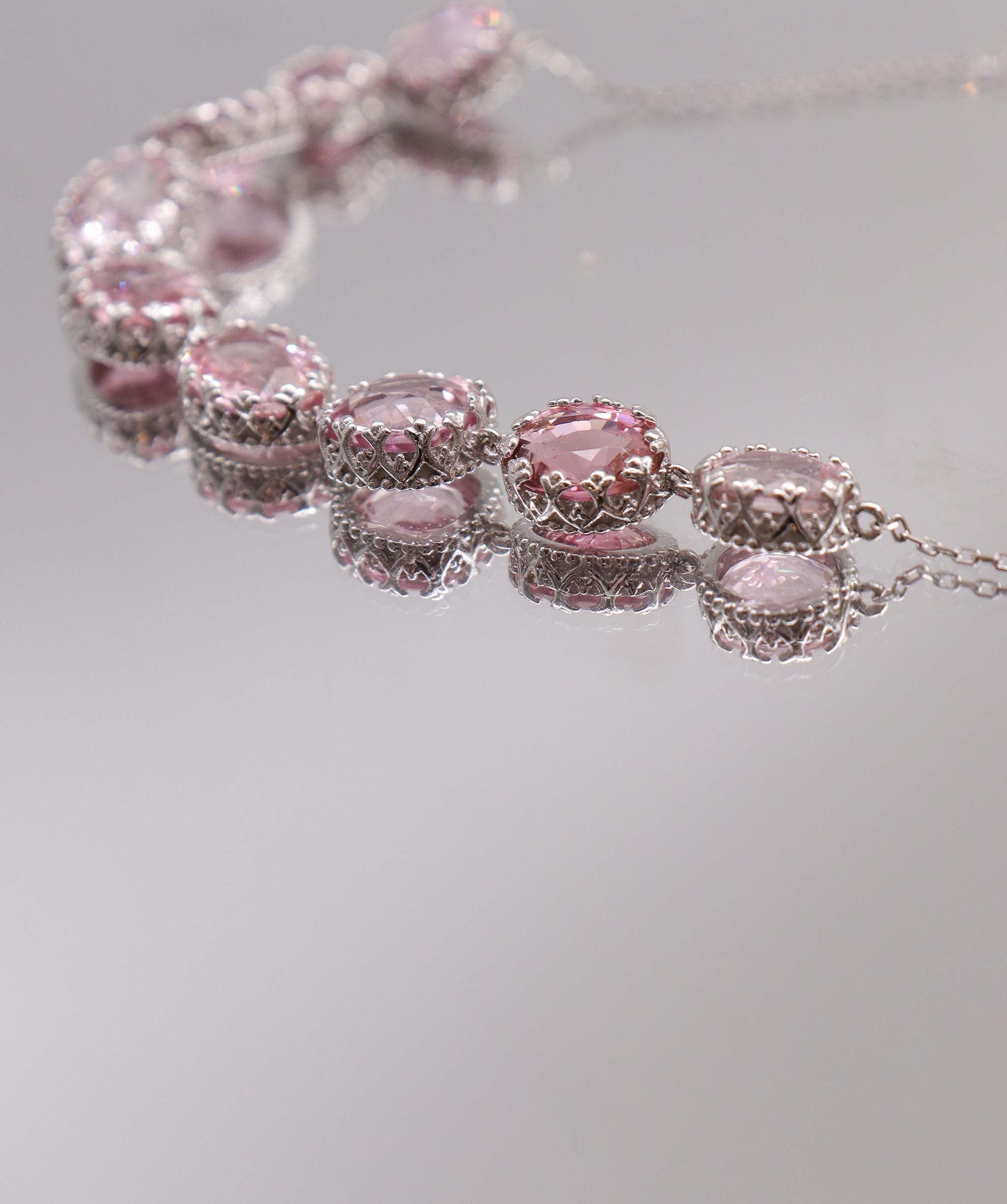 Luxury Promise 16.92ct Pink Tourmaline WG Crown Necklace DXBS5637