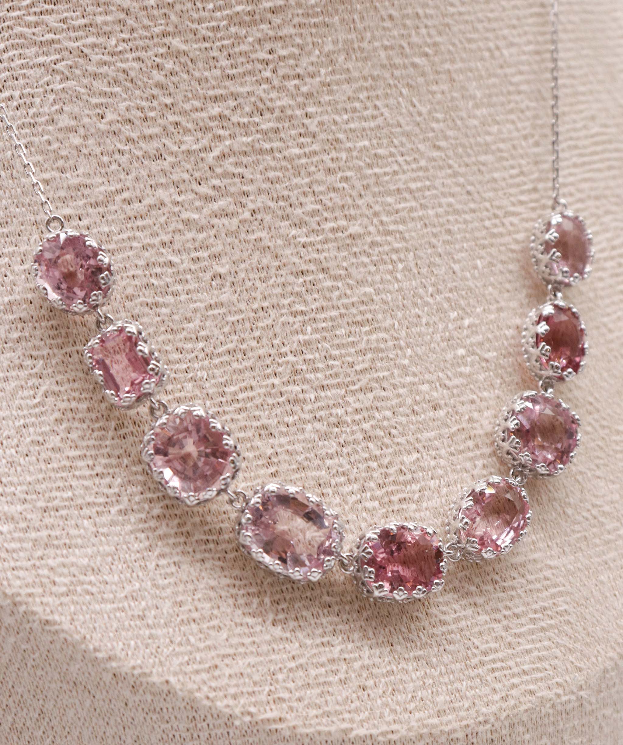 Luxury Promise 16.92ct Pink Tourmaline WG Crown Necklace DXBS5637