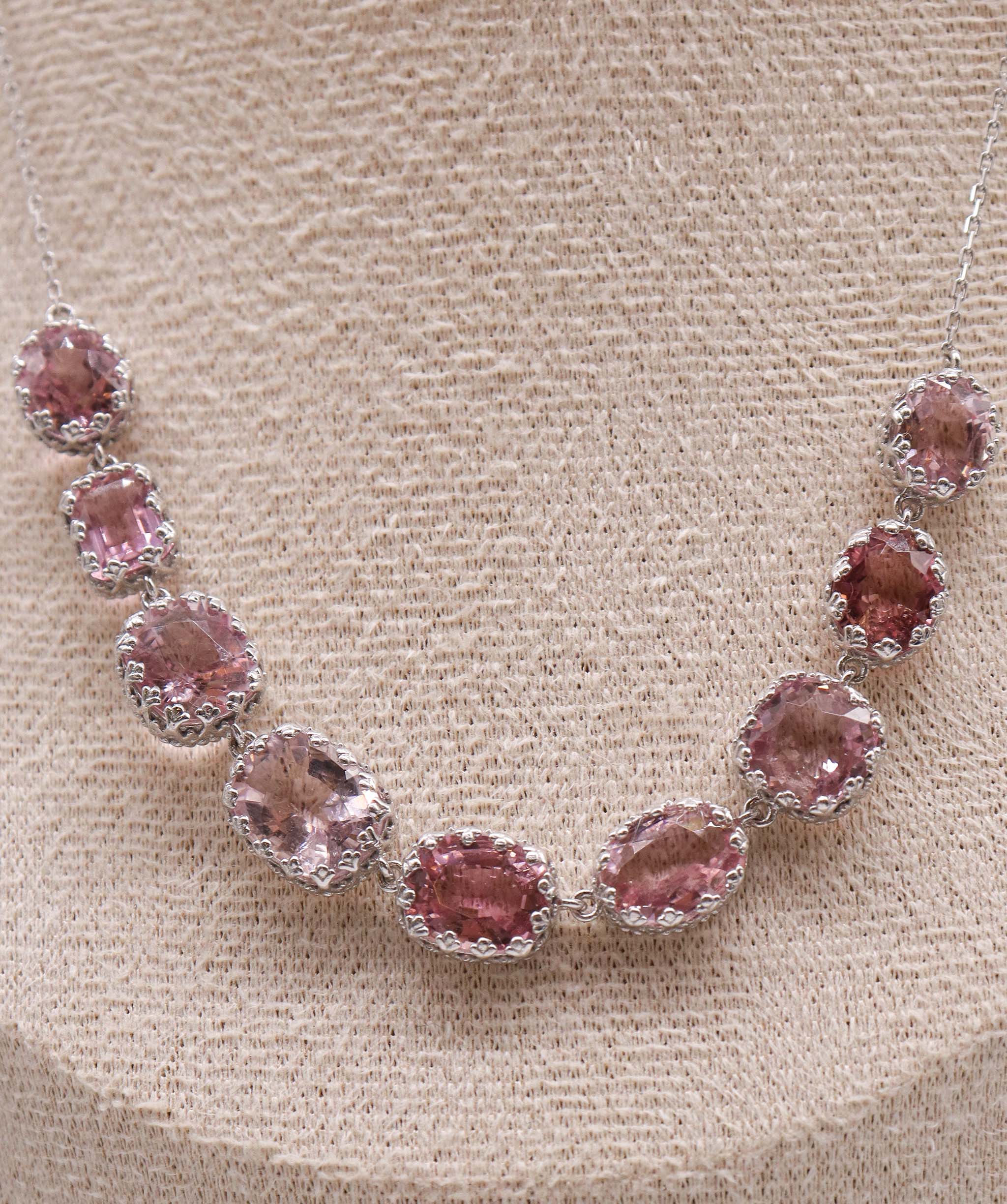 Luxury Promise 16.92ct Pink Tourmaline WG Crown Necklace DXBS5637