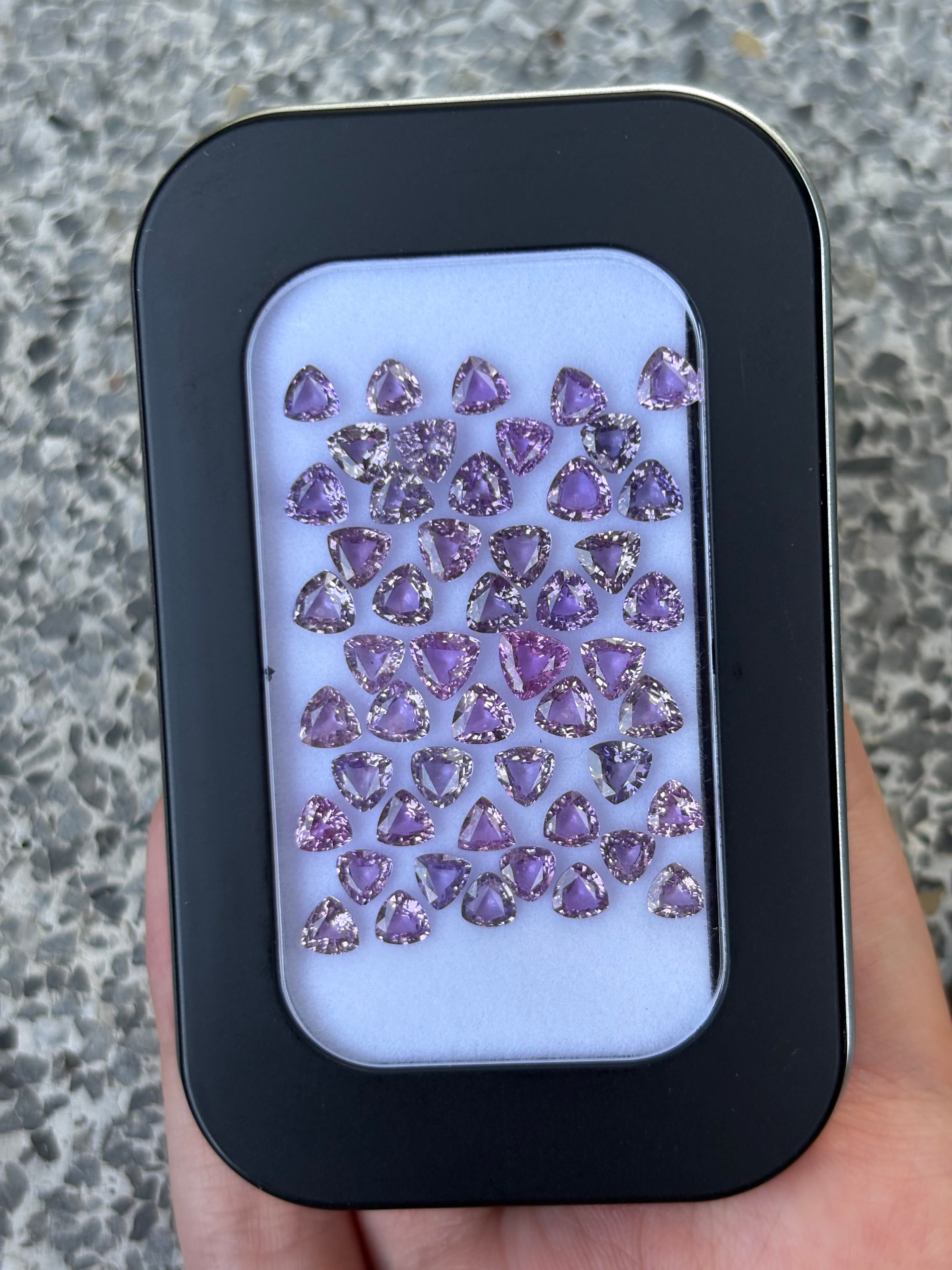 Luxury Promise 18.30ct Purple Sapphire Trillion Set (4-4.5mm) DXBCS3856