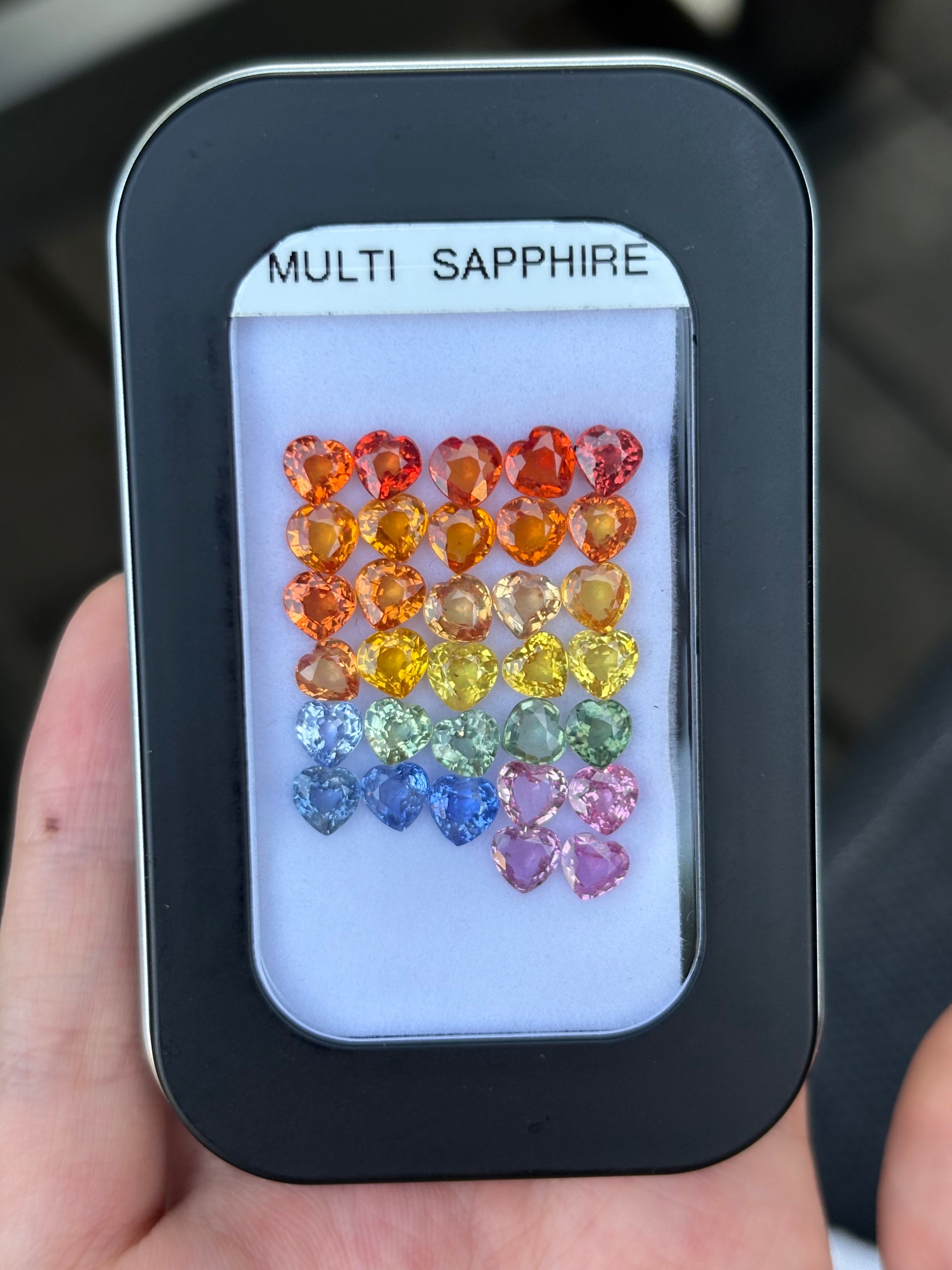 Luxury Promise 18.75ct Rainbow Sapphire Heart Set (5mm, 32 pcs) DXBCS3863
