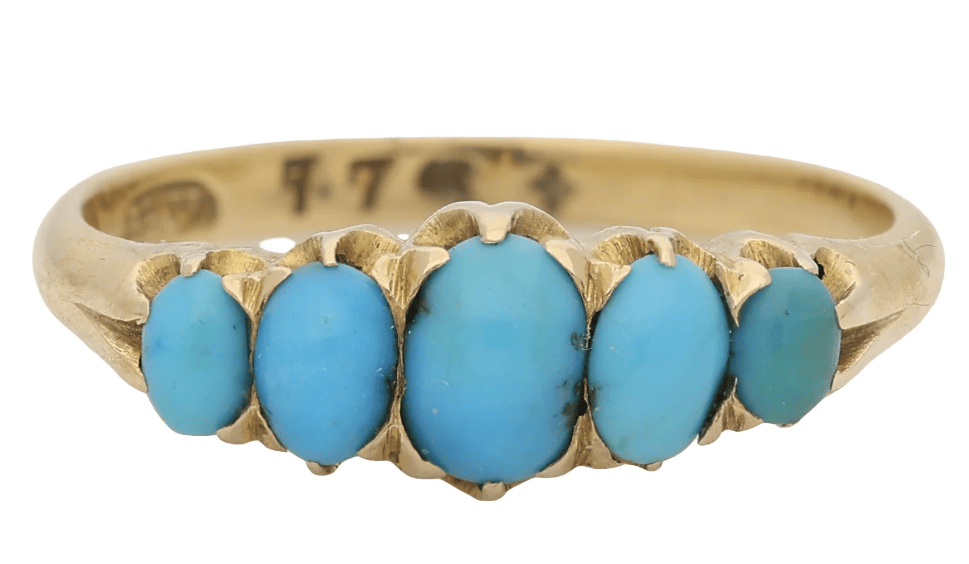 LUXURY PROMISE 18ct vintage turquoise ring  AKC0712