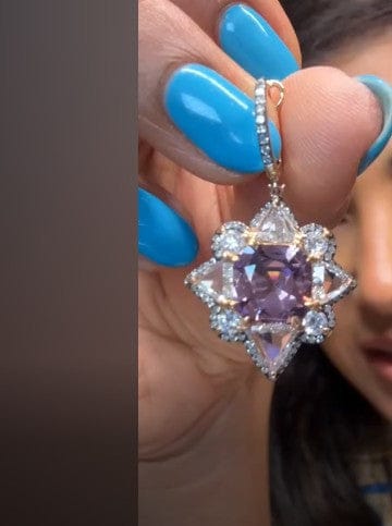 Luxury Promise 18K EARRINGS White and Pink GoldSpinel 7.32 ct / 2 pcs Triangle cut Diamonds 2.84 ct / 8 pcsDiamonds 1.39 ct / 150 pcs E1240