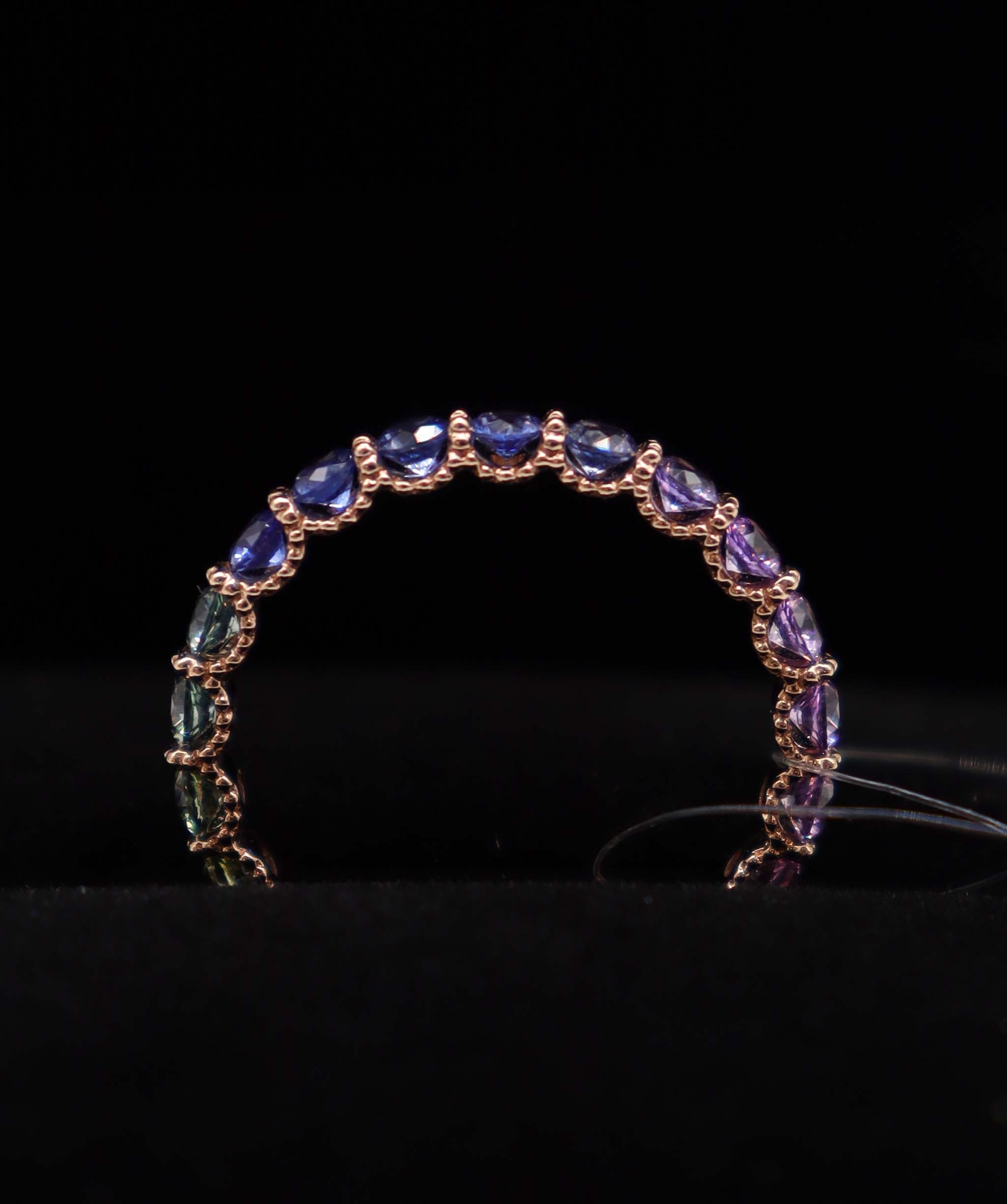 Luxury Promise 18K Rainbow Sapphire Ring Yellow Gold (21 Rainbow Sapphire) Size US 6.5 MS8971