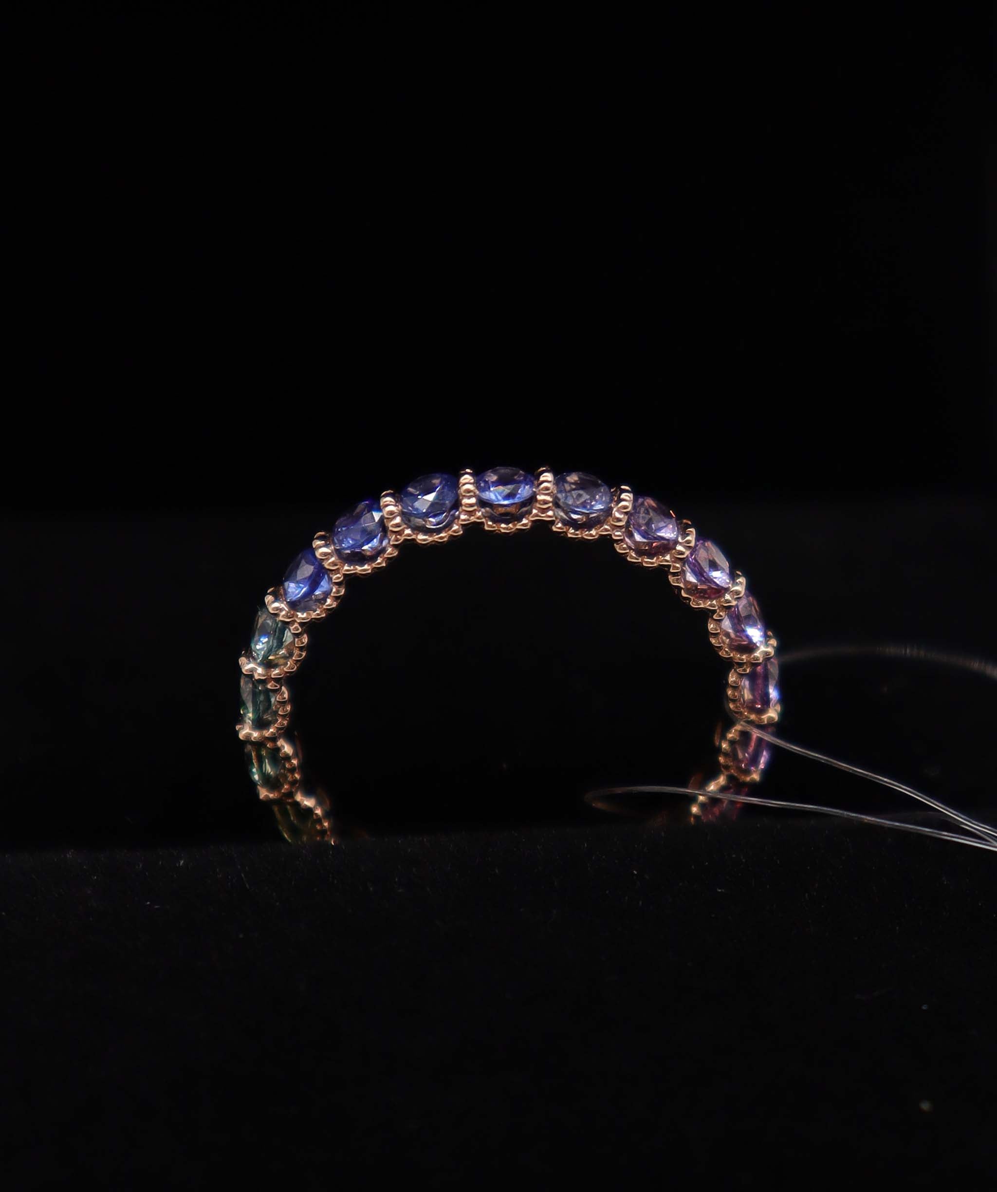 Luxury Promise 18K Rainbow Sapphire Ring Yellow Gold (21 Rainbow Sapphire) Size US 6.5 MS8971