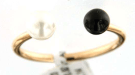 Luxury Promise 18K RG RING WITH DIAMOND AND GEMS #51 ONYS 1p 0.73Ct PEARL 1p 0.82Ct RG 1.140G R0000-40092B