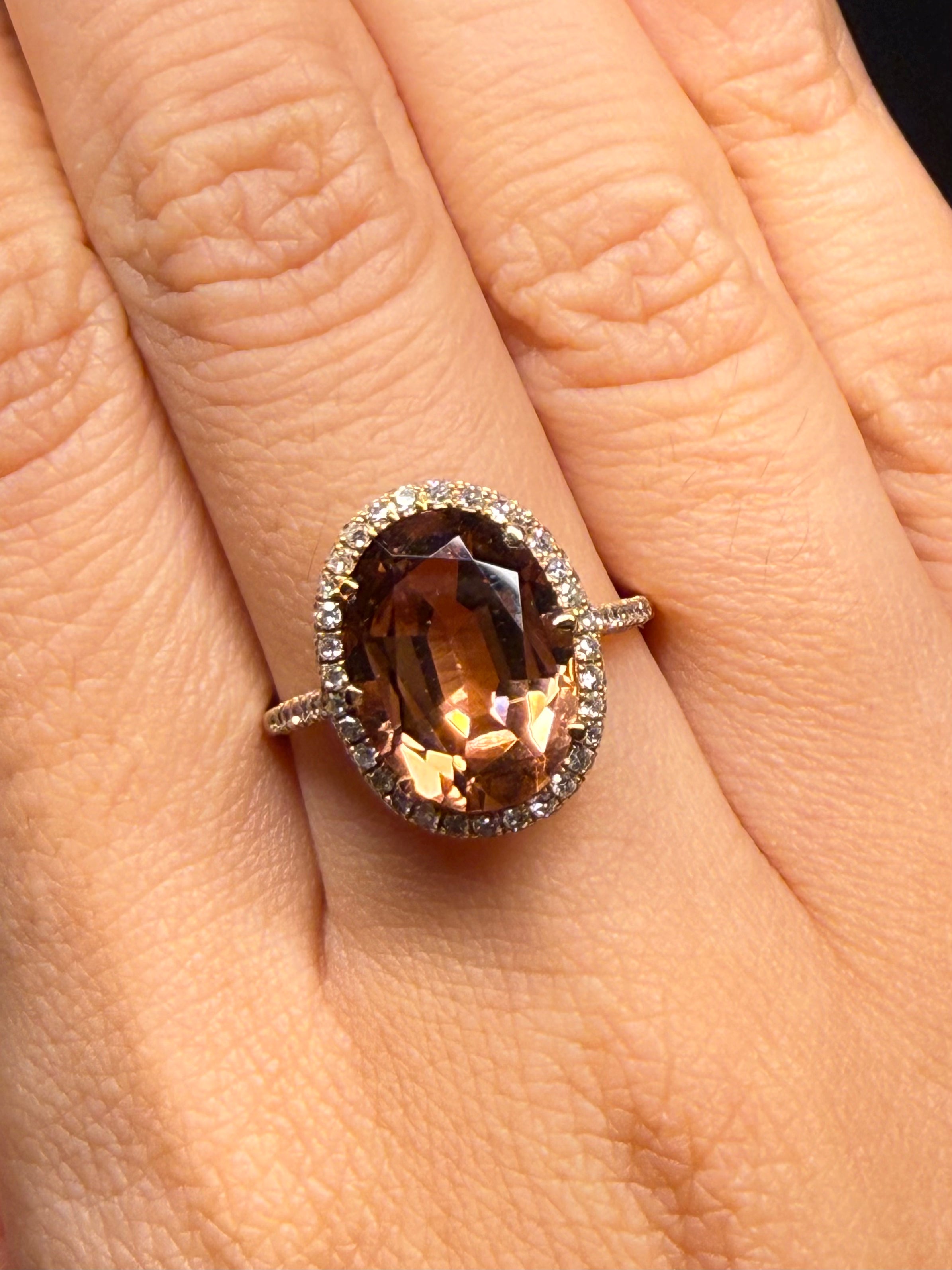 Luxury Promise 18K RING Gold, Tourmaline 4.96 ct, Diamond 0.88 ct R0836