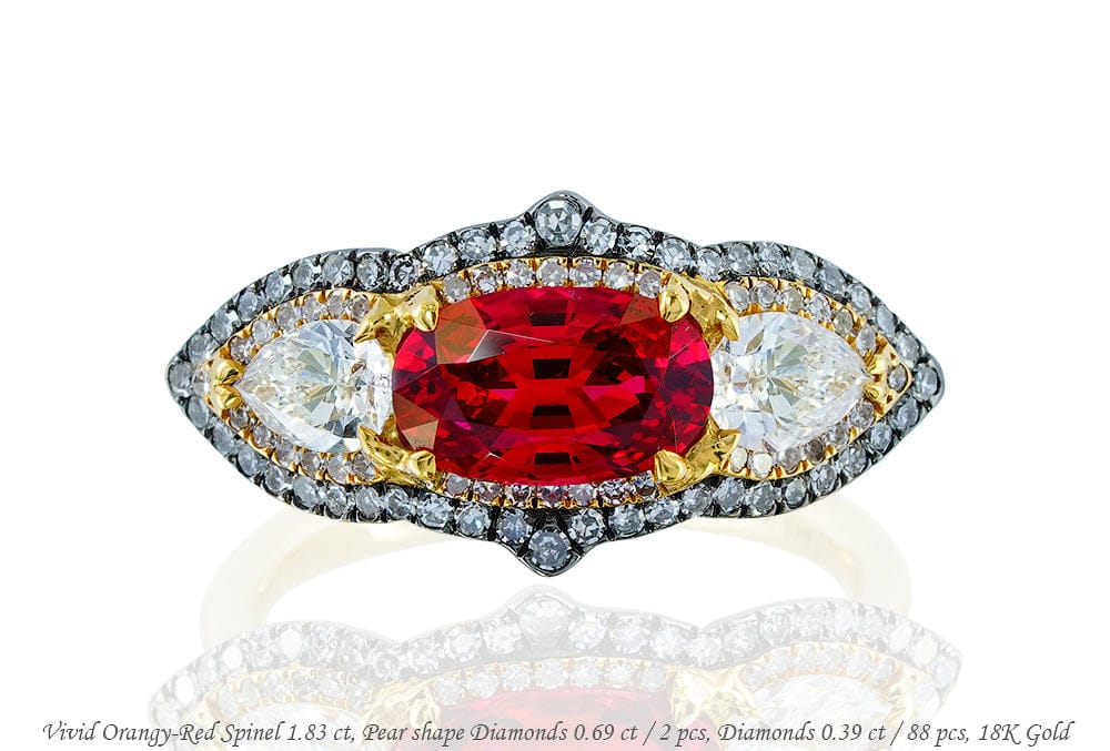 Luxury Promise 18K RING White and Yellow Gold Vivid Orangy-Red Spinel 1.83 ct R1288