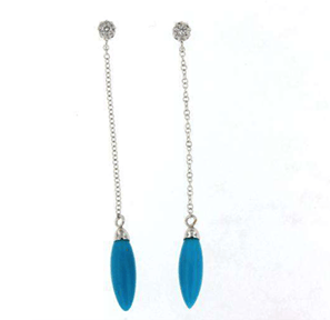 Luxury Promise 18K WG EARRINGS WITH DIAMOND AND GEMS DD 2p 0.05Ct DD 18p 0.05Ct TQ 2p 3.90Ct WG 2.200G E17919-17795