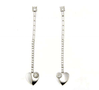 Luxury Promise 18K WG EARRINGS WITH DIAMOND DD 4p 0.08Ct DD 28p 0.20Ct WG 3.600G EK273-17872