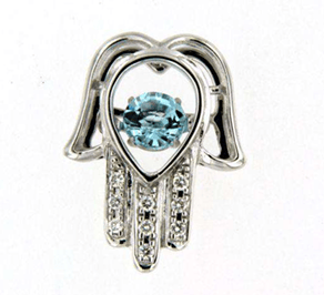 Luxury Promise 18K WG PENDANT WITH DIAMOND AND GEMS DD 9p 0.06Ct S/BT 1p 0.38Ct WG 2.200G P19343-14656