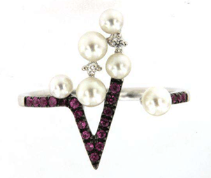 Luxury Promise 18K WG RING WITH DIAMOND AND GEMSTONES DD 2p 0.03Ct CR 21p 0.16Ct C/PL 6p 1.30Ct WG 2.400G R19426-38184