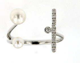 Luxury Promise 18K WG RING WITH DIAMOND AND PEARL DD 10p 0.11Ct C/PL 2p 1.25Ct WG 2.250G R19089-38876