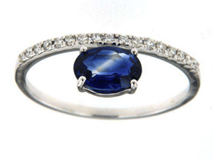 Luxury Promise 18K WG RING WITH DIAMOND AND SAPPHIRE DD 17p 0.12Ct CS 1p 1.32Ct WG 1.490G R18903-39798A