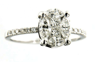 Luxury Promise 18K WG RING WITH DIAMOND DD 12p 0.12Ct D/MQ 4p 0.63Ct D/PC 2p 0.20Ct WG 3.010G R0000-40059