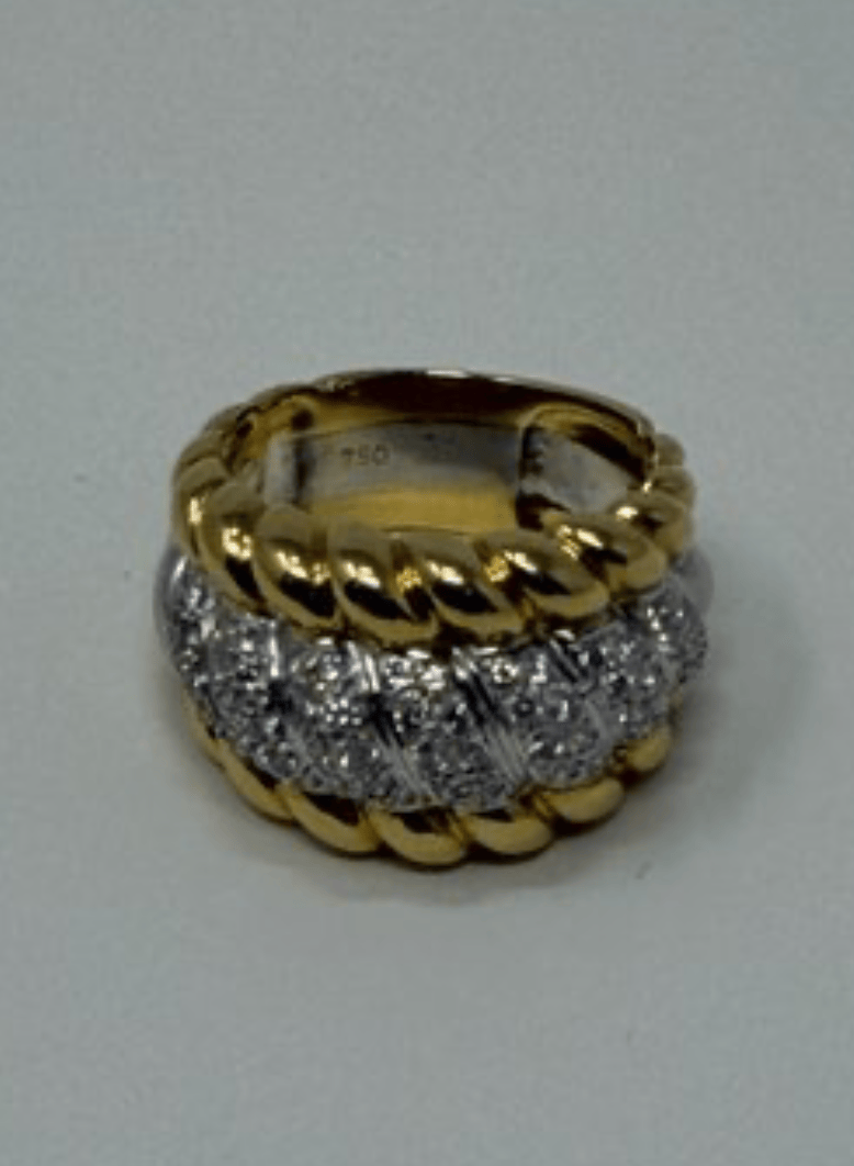 Luxury Promise 18k y/w sz 7 10.76g 0.70ctw-diamond rope dome ring  AFI063
