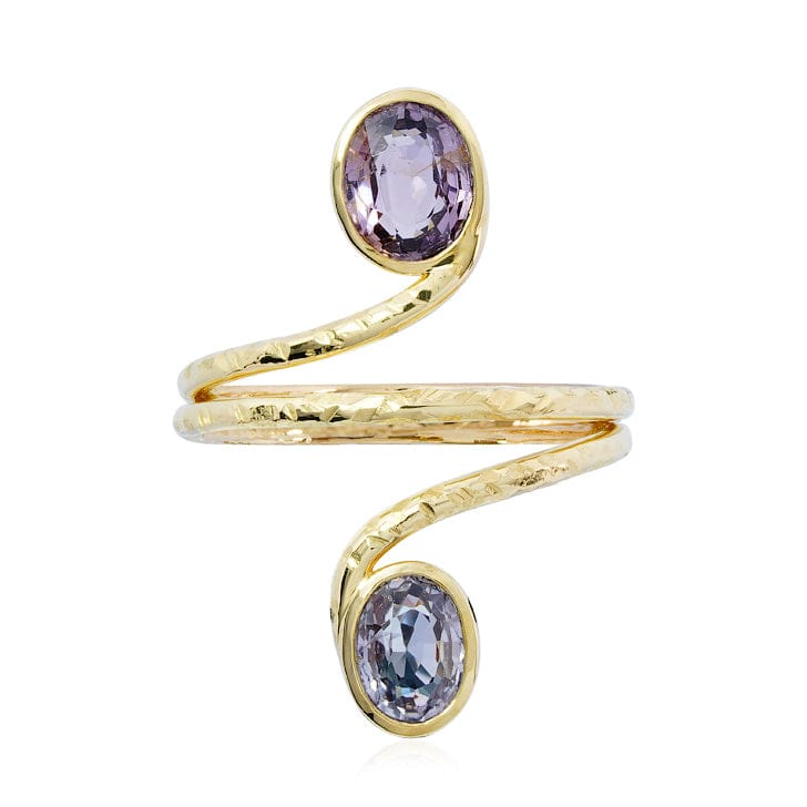 Luxury Promise 18K Yellow Gold Greyish-purple Spinels 2.03 cts / 2 pcs Ring RM2568