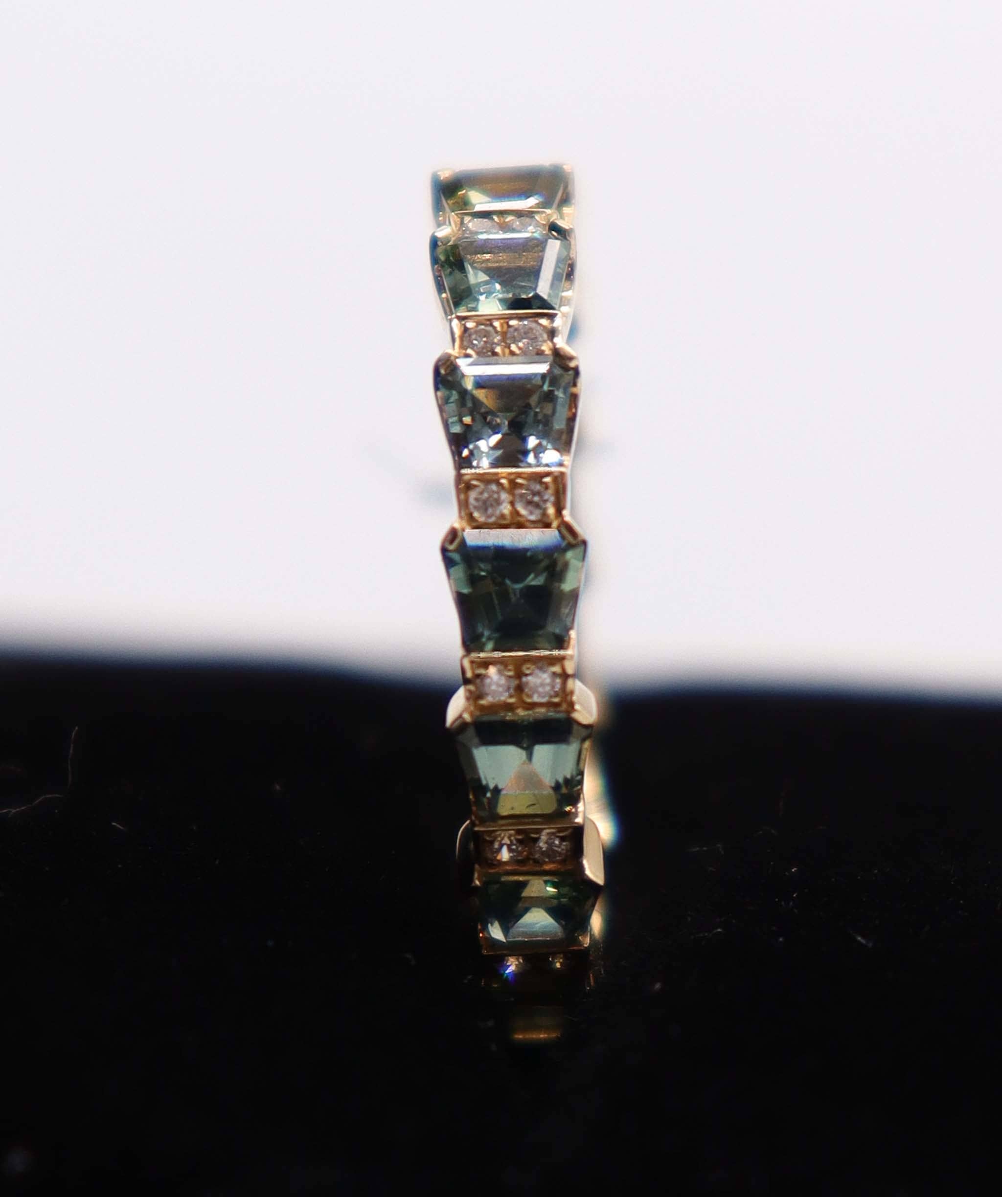 Luxury Promise 18K Yellow Gold Sapphire Ring Size US 7 (15 MErmaid Sapphires 2.68ct) MS8985