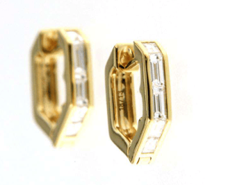 Luxury Promise 18K YG EARRINGS WITH DIAMOND D/TP 10p 0.34Ct YG 2.690G E19885-19130