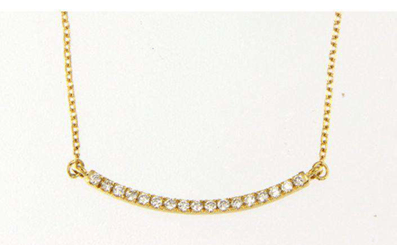 Luxury Promise 18K YG NECKLACE WITH DIAMOND "S" 16" DD 17p 0.09Ct YG 1.280G N20066-8096