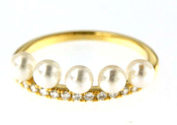 Luxury Promise 18K YG RING WITH DIAMOND AND PEARL #52 DD 15p 0.14Ct C/PEARL 5p 1.90Ct YG 1.620G R20089-40134